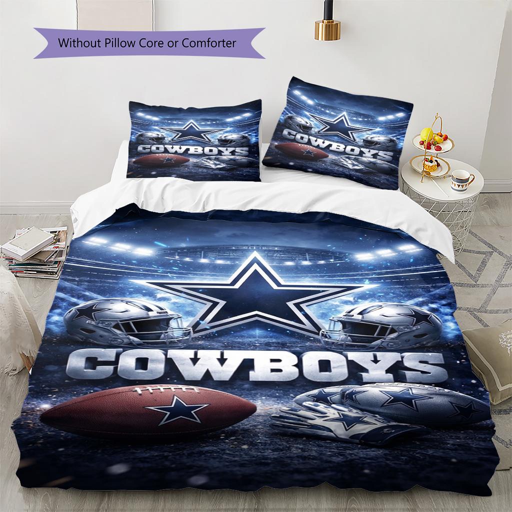 Dallas Cowboys Pattern Bedding Set Quilt Cover Pillowcase Home Decor Gift (1 * duvet cover + 2 * pillowcase, without core)