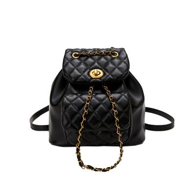 Xiaoxiangfeng Diamond-shaped Backpack, Fashionable Chain Bucket Bag, Versatile Single-shoulder Backpack