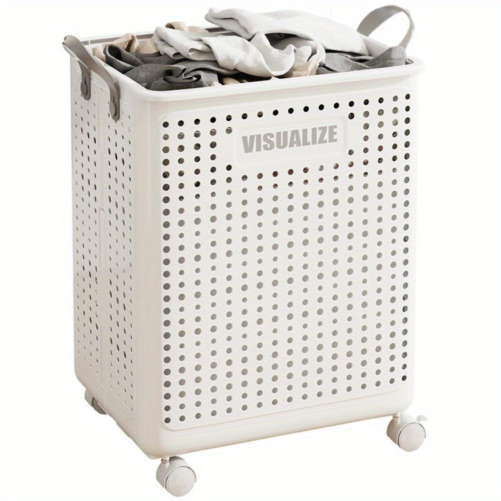 Foldable Laundry Basket with Wheels Stylish Home Clothes Hamper Storage Organizer