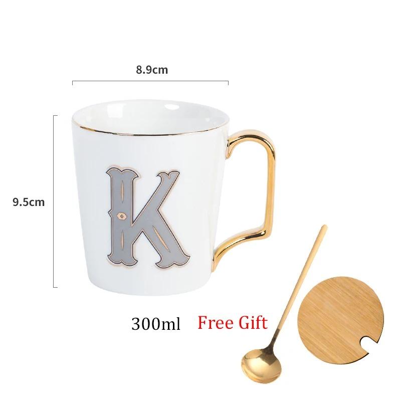 1 Stück Europäische Goldbuchstaben Keramiktasse Liebhaber Frühstück Kaffeetasse Milchtee A-Z Buchstabe Männer Frauen Kreativer Becher