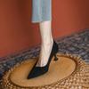 Suede stiletto pointed high heels summer 2025 new black light mouth single shoes professional not tired feet work shoes