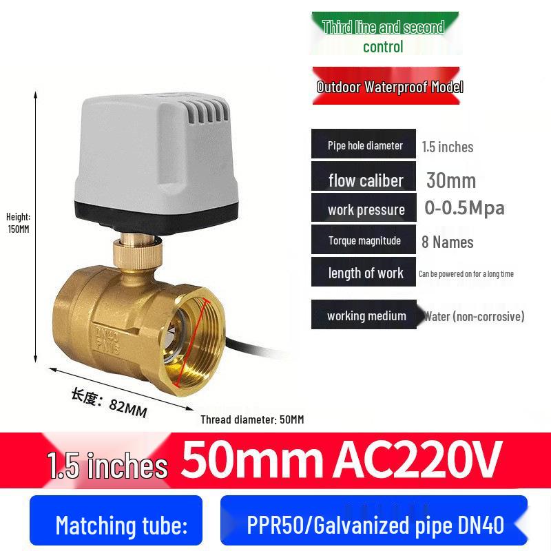 220V DN15 Měděný závitový elektrický kulový ventil pro regulaci vody