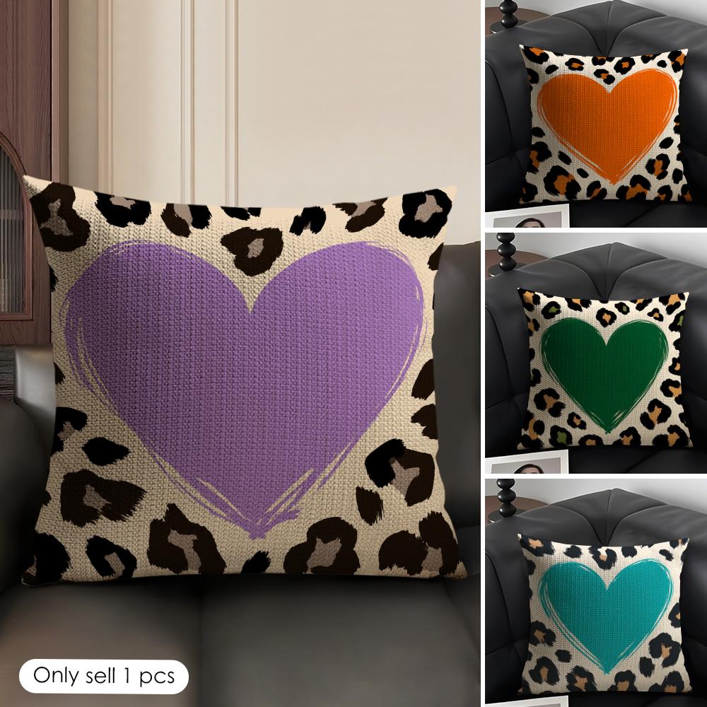 Leopard Print LVOE Cushion Cover Linen Organic Fabric DoubleSided Printing Sofa Breathable Home Decor Gift Pillow Case