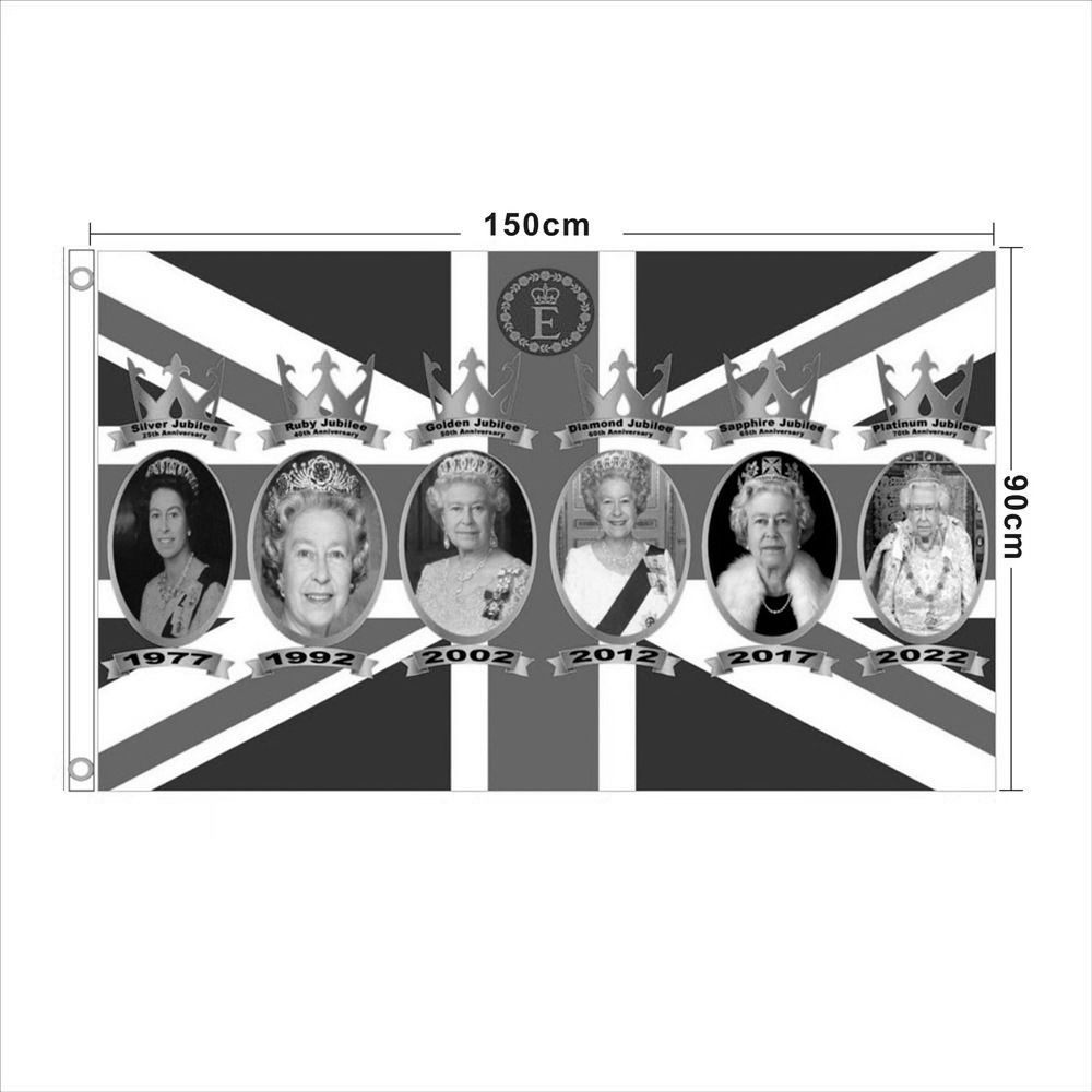 

Elizabeth Ii Queen Mourning Flag Polyester Fabric For Tribute And Memorial Display Elizabeth
