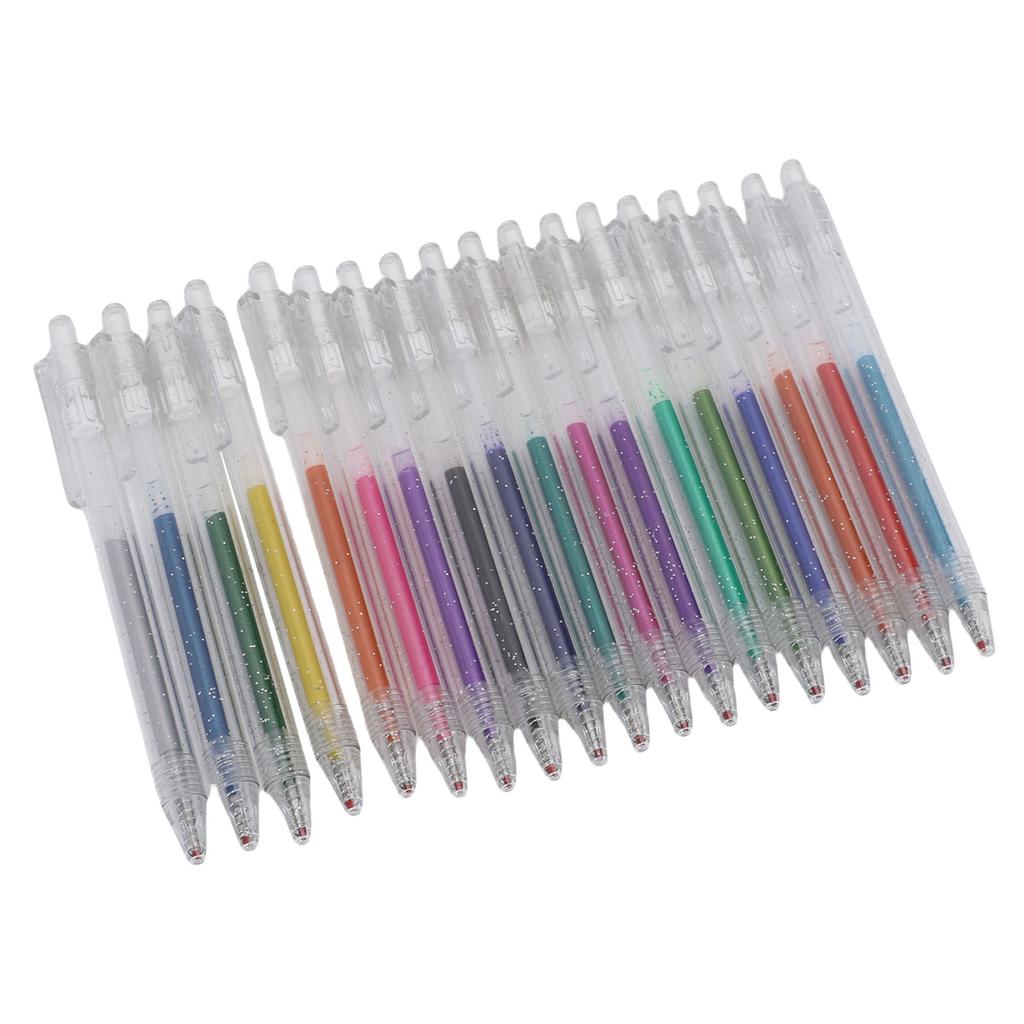 18 Colors Gel Ink Pen Set Retractable 1.0mm Tip Glitter Drawing Pen for Journal Coloring Calendar Decoration