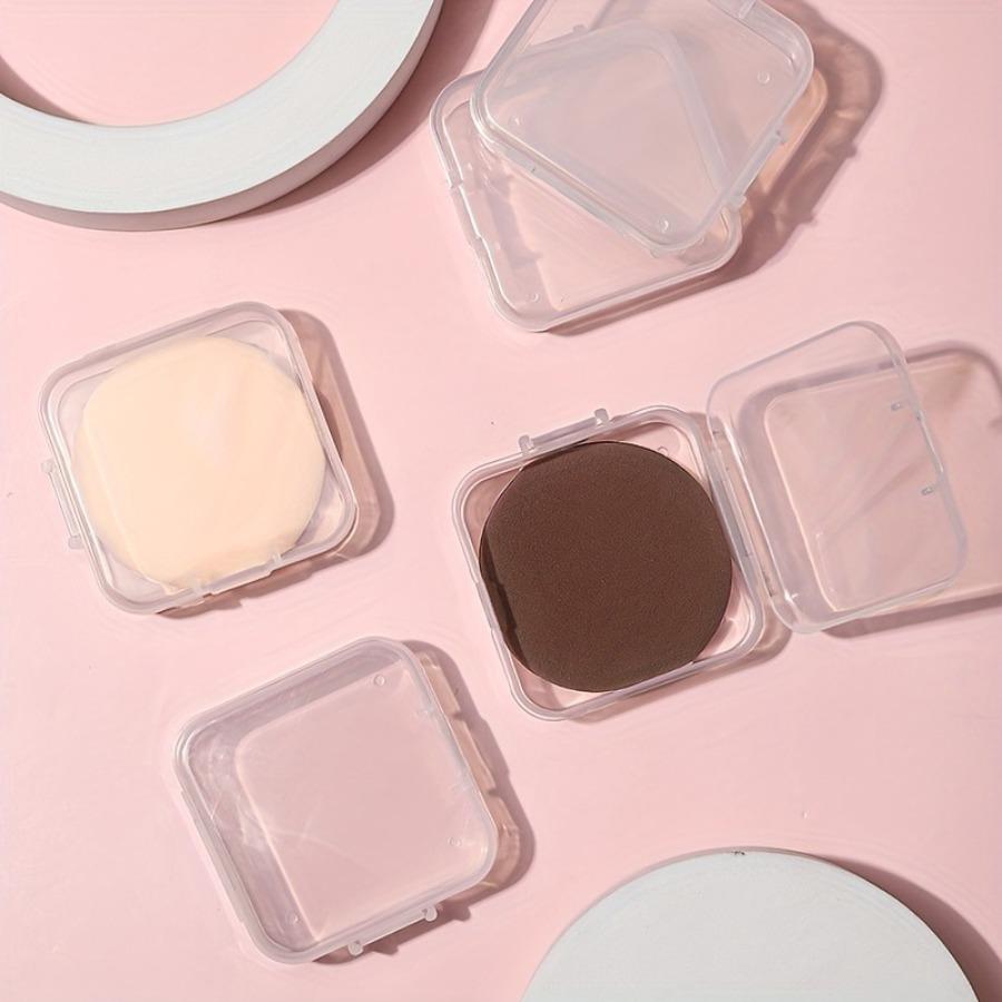 A Transparent Square Makeup Box with a Lid - a Dustproof, Lightweight, Travel-Friendly Cosmetic Storage Case