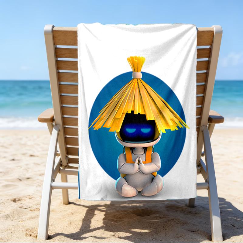proof beach towel with a Astro Bot4 pattern - soft,absorbent,quick-drying,machine washable - perfect for swimming,camping,bathing