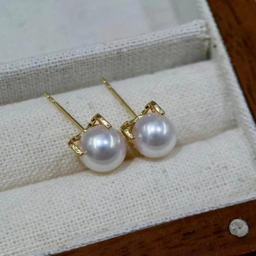 Серьги-гвоздики из стерлингового серебра S925 с головой быка, серьги с натуральным пресноводным жемчугом, женские, круглые, с сильным блеском, классический темперамент, жемчужные гвоздики