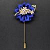 Luxury Crystal Pearl Groomsmen Boutonniere Wedding Corsage Men Brooch Pin Red Burgundy Flower Groom Bridal Boutonnieres