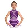 Collant de Dança Feminino Sem Mangas Patchwork de Renda Recorte de Pena nas Costas Brilhantes Strass Color Block