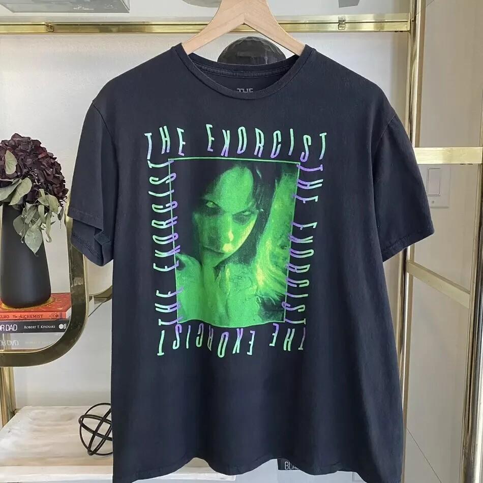 The Exorcist Movie Graphic Black Short Sleeve Reprint Tshirt Unisex Men Women Unisex T-Shirt L