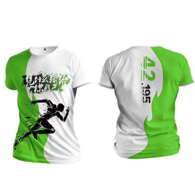 Outdoor Run Fitness Sports T-Shirts Fashion Gradient Harajuku T Shirt For Men Summer Loose Tops Casual O-neck Women's Tracksuit