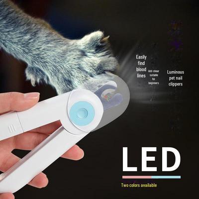LED Haustiernagelschere mit Feile, Beleuchtete Blutlinie, Edelstahl-Pflegezange