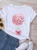 New Butterflies Balloons Print T-Shirt Fashion Harajuku White Graphic Tees Casual Short Sleeve Lady Y2k Tops Women's Clothing