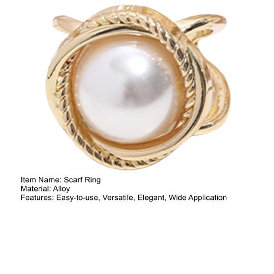 Women Scarf Ring Silk Scarf Ring Clip Faux Pearl Scarf Clasp Elegant Slide