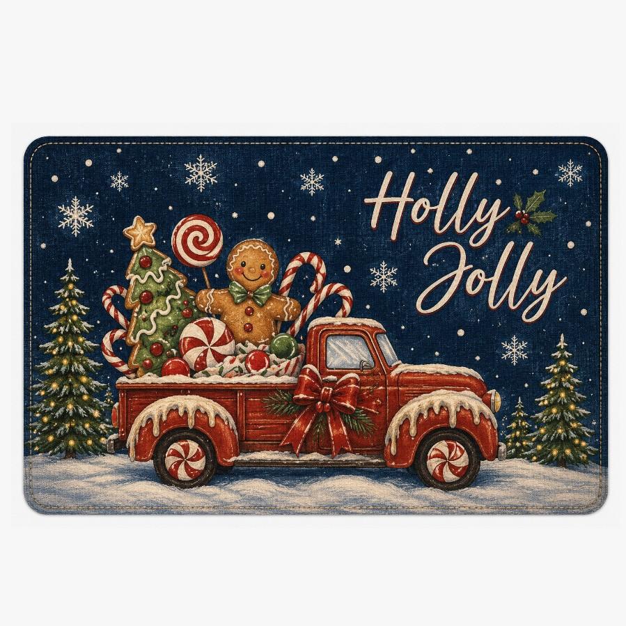 Christmas Tree Door Mat Rectangular Small Rug Merry Christmas Area Rugs Entrance Doorway Kitchen Floor Mat