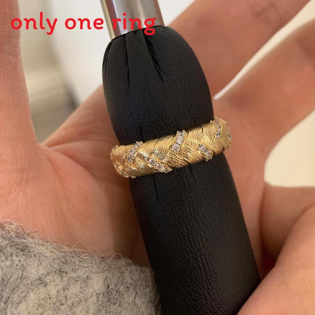 Copper Geometric Zircon Open Ring Womens Stylish Accessory For Office Wear
