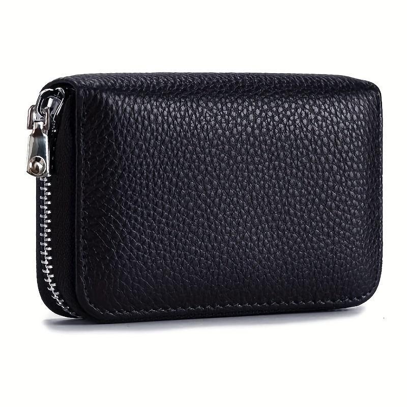 

Новинка 2024 года, держатель для кредитных карт с защитой от кражи, двухслойный кошелек для кредитных карт из натуральной кожи с застежкой-молнией, 14 слотов для карт black