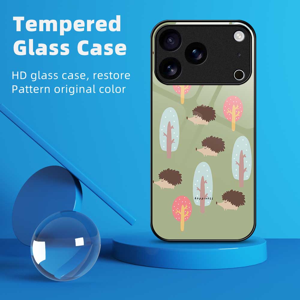 For iPhone 17 Pro Case PC TPU Tempered Glass Pattern Printing Anti Drop Phone Back Cover