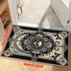 VIKAMA Gothic Skull Floral Doormat Non Slip Washable Entryway Rug Dark Academia Skull Rose Print Floor Mat Bathroom Living Room