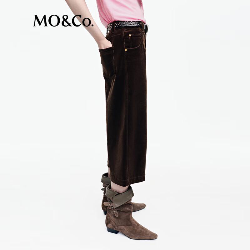 MO&Co. Women's Corduroy Cropped Wide-Leg Trousers