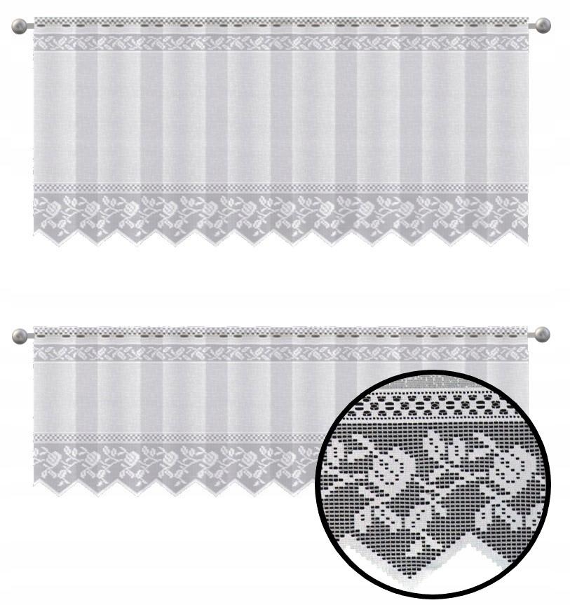ZAZDROSKA ZAZDROSKA jacquard kitchen curtain in a crochet style, WHITE 300x120
