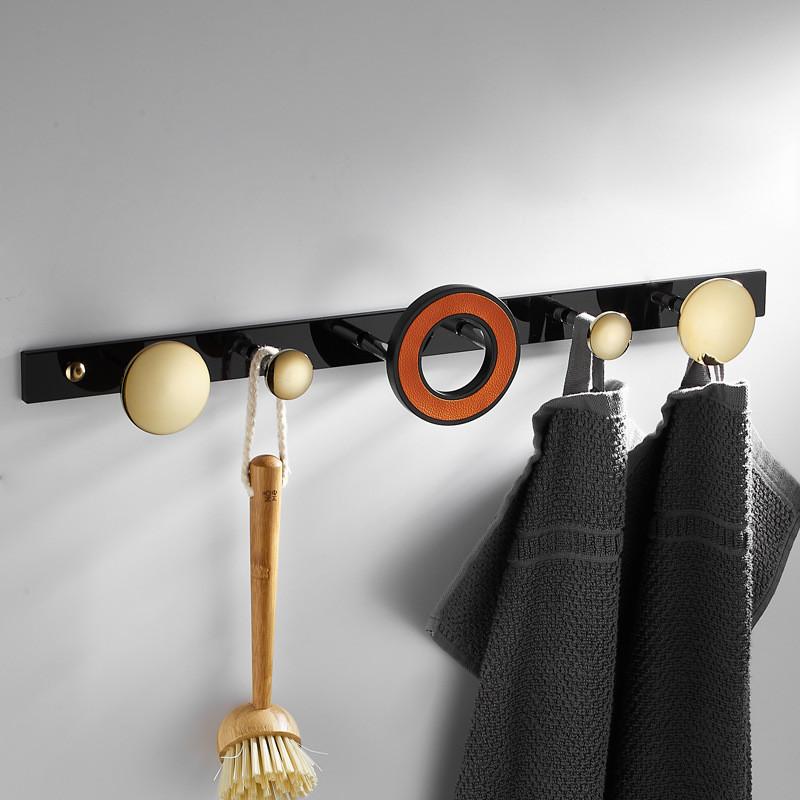 Tuqiu Robe Hook Towel Hanger Acrylic Clothes Hat Hook Black Gold Row Robe Hook Bathroom Brass Bath Hardware Set Kitchen Hanger
