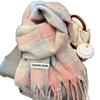 Mohair plaid scarf women's winter sea salt milk coffee blue thickened atmosphere warm student shawl scarf
