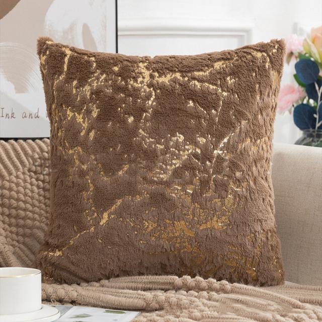 Plush Golden Fur Cushion Cover White 43x43 Decorative Pillow Cover for Sofa Home Decor Pillow Case Gray Black Fur Cushion Cover