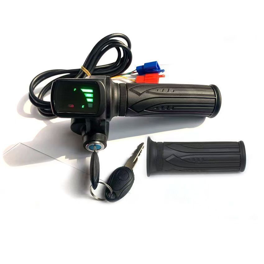 1 Pair 36v/48/60v Electric Bike Scooter Throttle Grip Handlebar With Lock Led Power Display Bicycle Accessories
