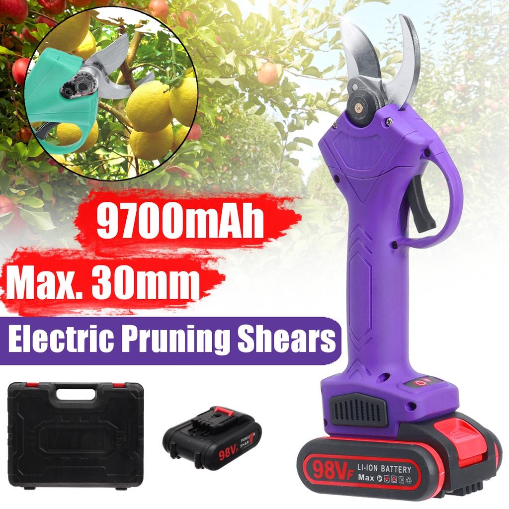 98V Cordless Pruner Electric Pruning Shear with 9700mAh Lithium-ion Battery Efficient Fruit Tree Bonsai Pruning Branches Cutter 500W
