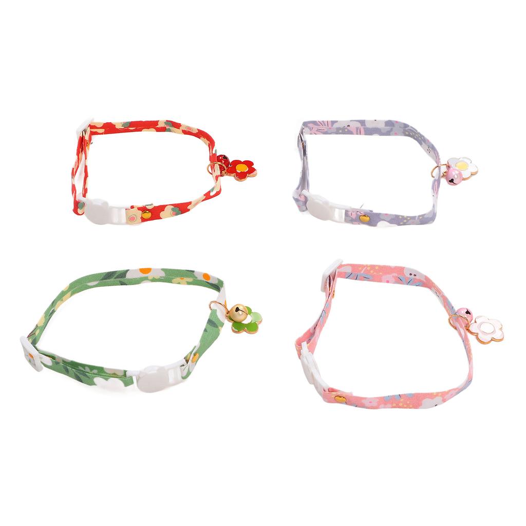 4pcs Cat Collar Polyester Multipurpose Pet Safety Collar with Bell for Small Cats Dogs Pets