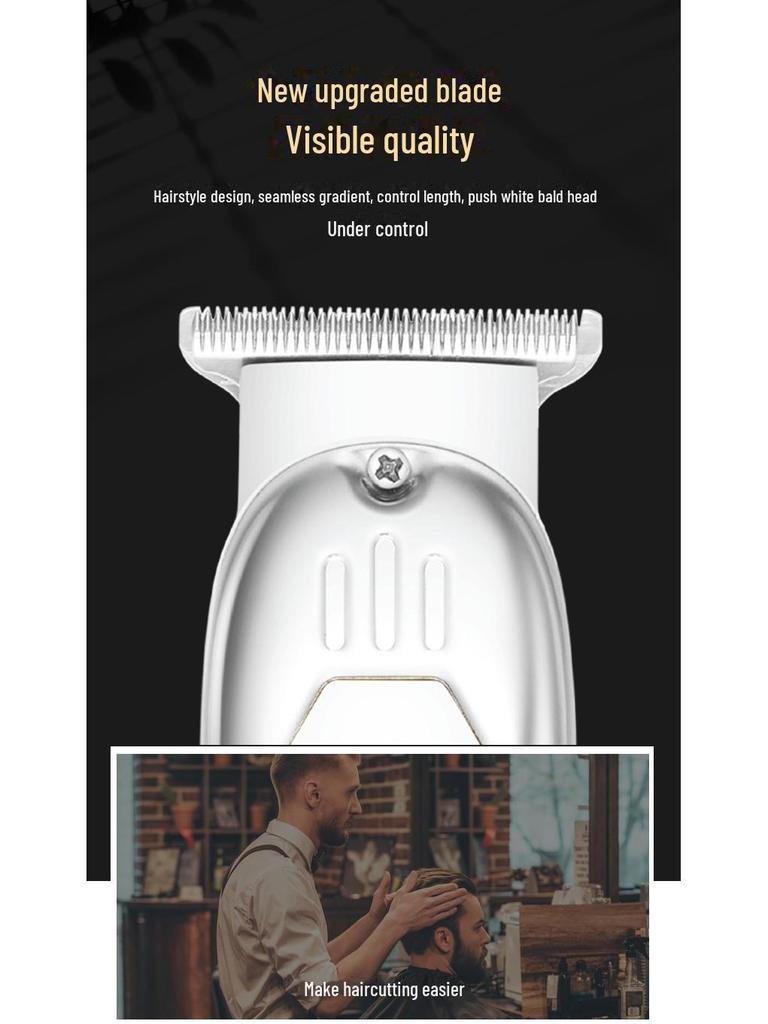 Rechargeable Hair Clipper with Adjustable Levels and Stainless Steel Blade