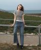 DEHEVE Layered Eyelet T-Shirt [Gray]