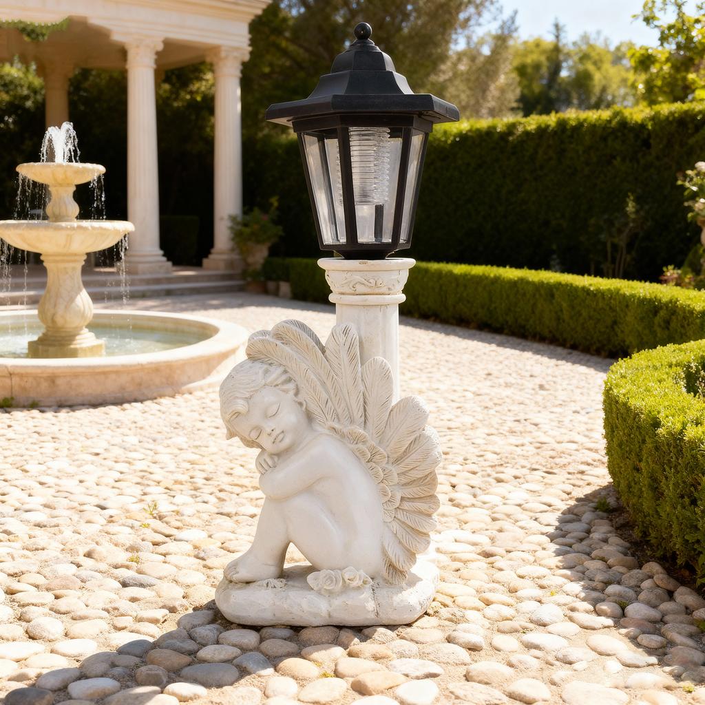 Angel Garden Roman Column Angel Outdoor Solar Light