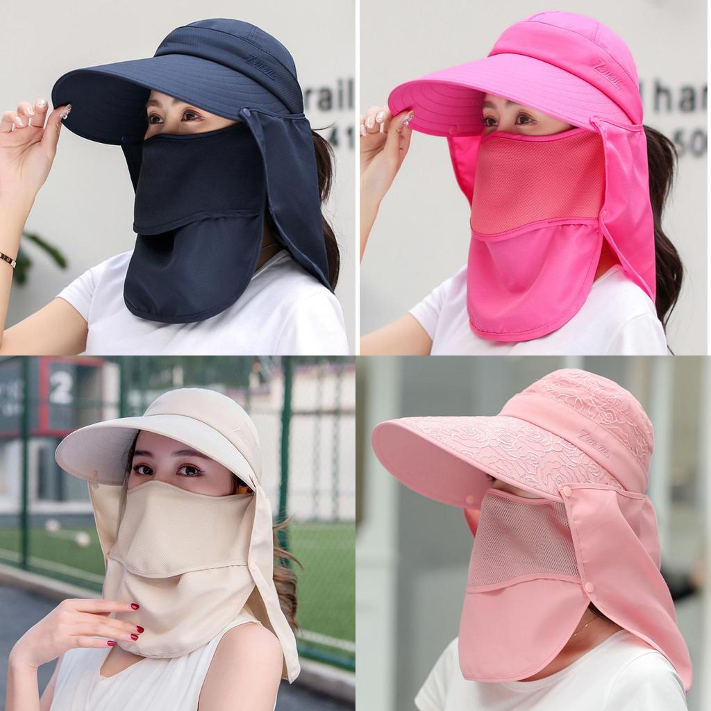 Sun Protection Cap For Women With Large Brim And Detachable Top For Summer Outdoor Activities