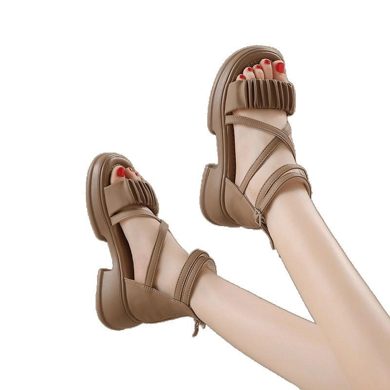 2025 New Roman Sandals Women's Summer Fashion Versatile Fairy Style with Skirt Wear Thick-soled Cool Boots Tide