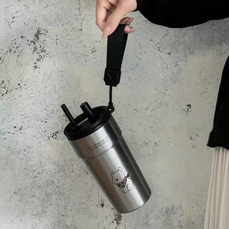 Changqi Cartoon Cat Insulated Coffee Tumbler with Straw