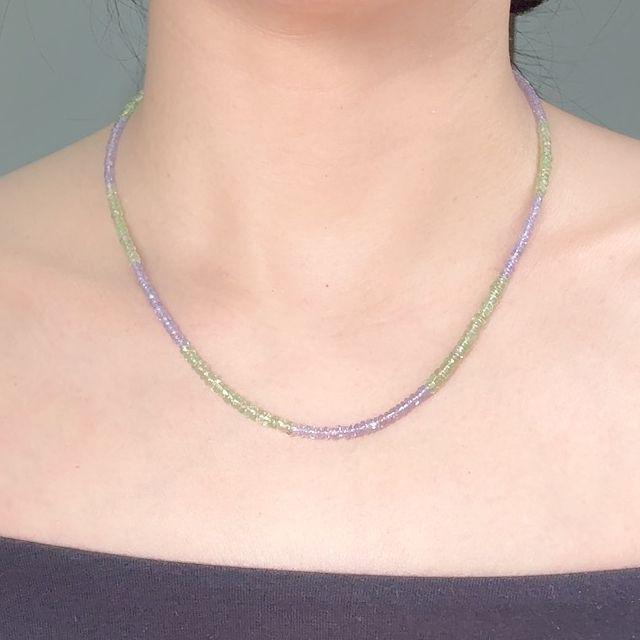 Tanzanite & Tsavorite Beaded Necklace DIY Gemstone Bracelet Clavicle Chain Loose Beads