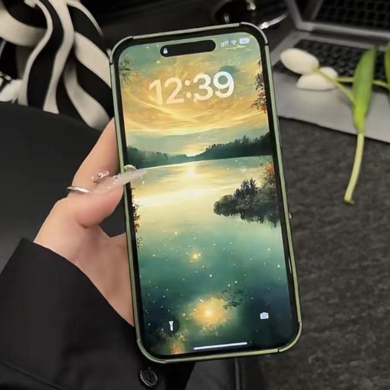 Matte dunkelgrüne Wellentextur-Telefonhülle für iPhone 13 14 12 11 Pro Max 14promax-Hüllen Silikon-stoßfeste Rückseite