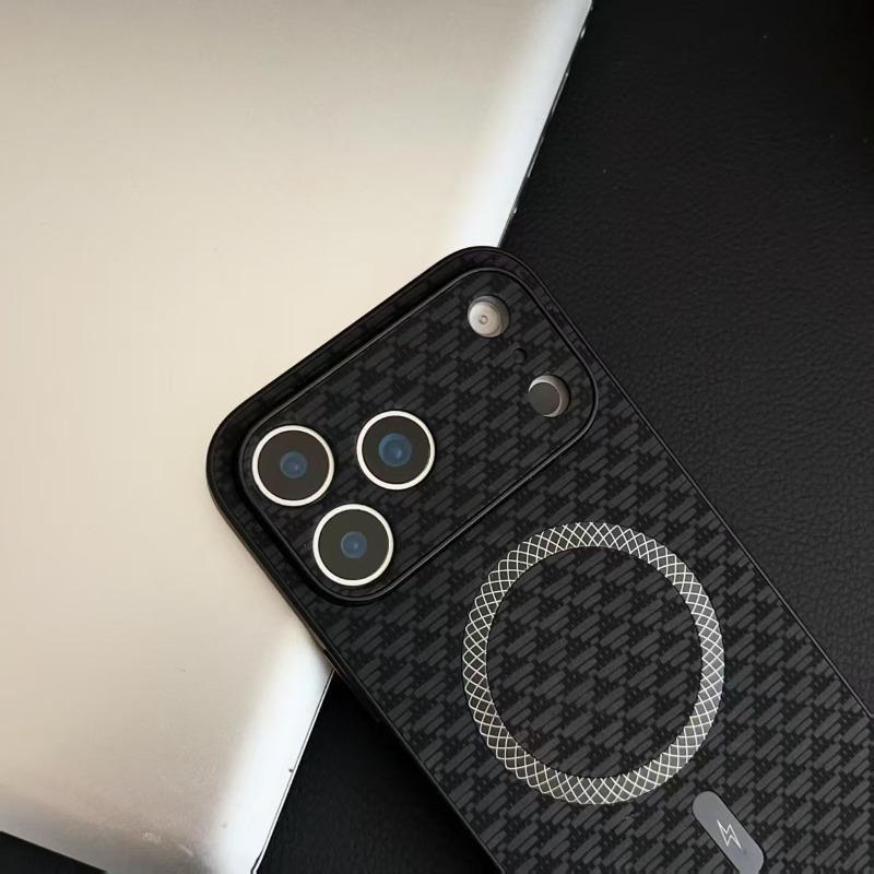 For Magsafe Leather Texture Magnetic Phone Cases For iPhone 16 15 14 17 Pro Max 16e Plus Case Wireless Charging Shockproof Cover