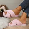 Fall 2025 New Cross-strap Flat Cotton Slippers Women's Plus Size Casual Home Indoor Wool Slippers
