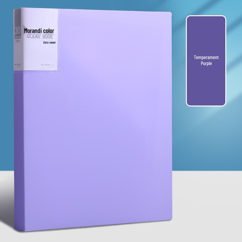 A4 Morandi Data Book: Transparent Inner Page Multi-Layer PP Folder for Office File Storage.