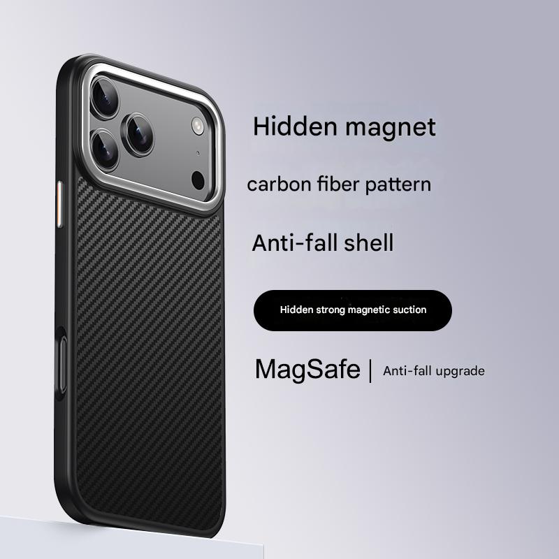Luxury Carbon Fiber Texture Magnetic Case For iPhone 17 Air 16 Pro Max 15 Plus Magfit Cover Anti-Skin Skin Friendly Shell