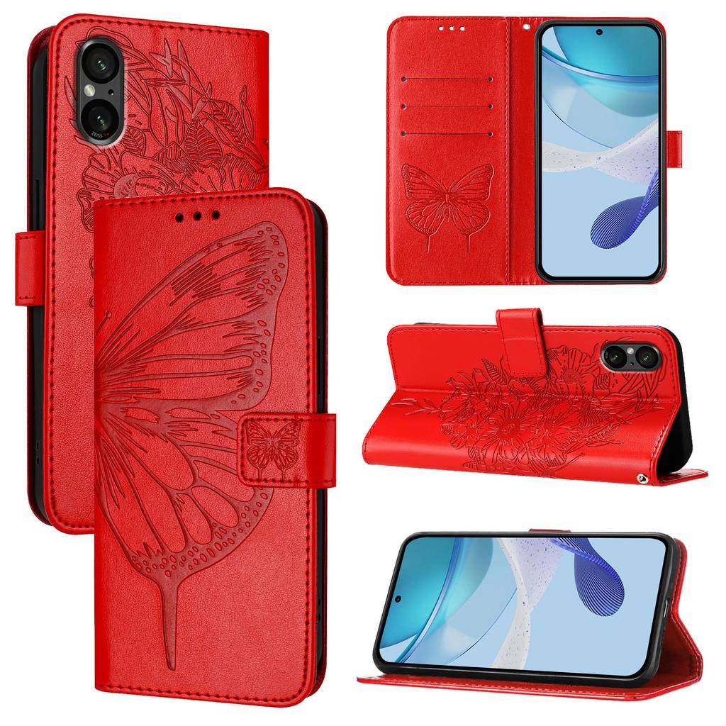 Butterfly Flowers PU Leather Case Kickstand Card Holder Slots TPU Shockproof Flip Cover For Sony Xperia 5 IV, 10 IV, 1 IV, 1 III , 5 III, 10 III, L4..