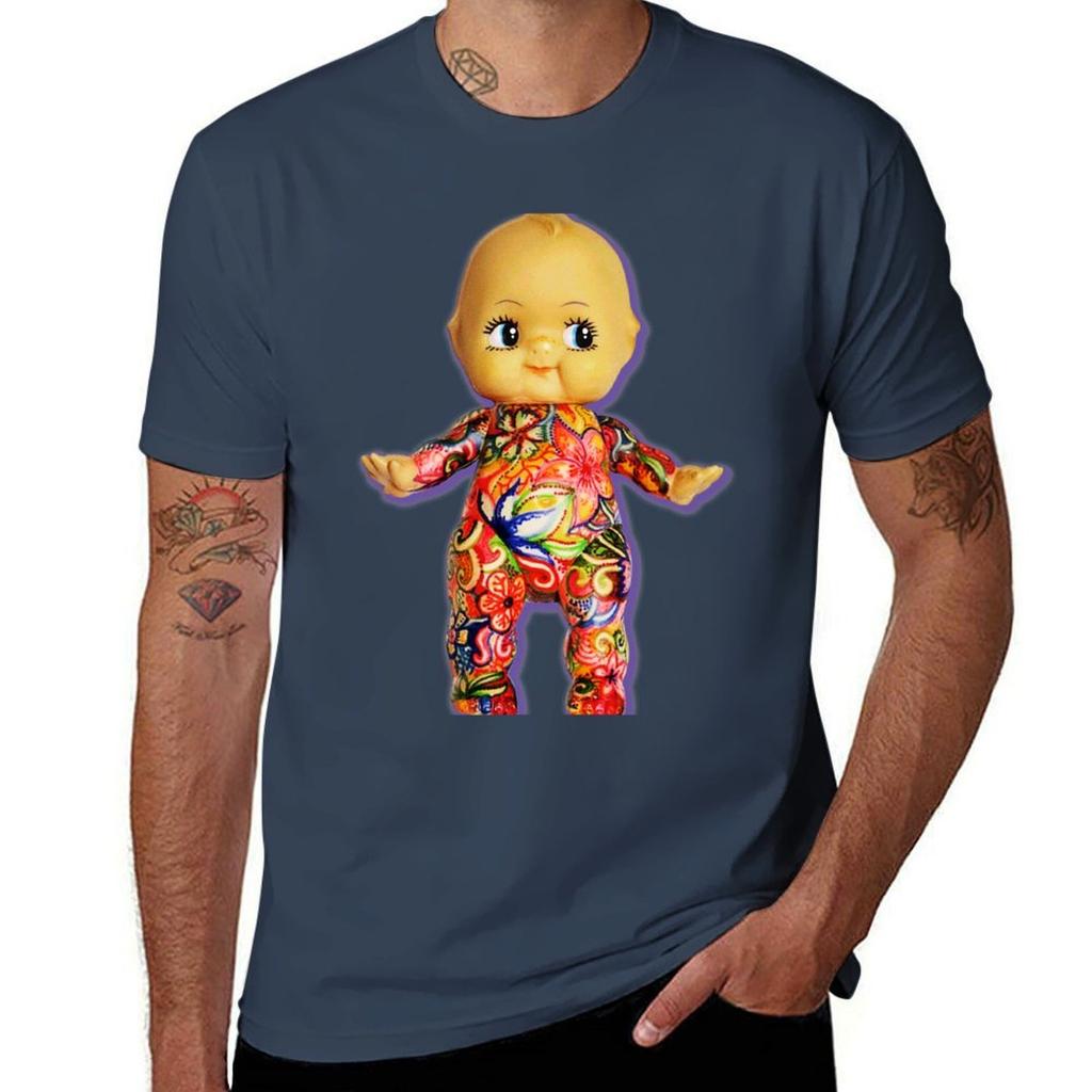 Tattoo Kewpie T-Shirt Black Cotton T-shirt Plain for Man Package T Shirt Custom Print T-Shirt