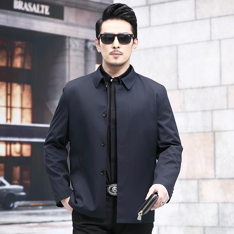 Spring and Autumn Business Style Jacket Jacket Simple Dad Outfit Middle-aged Men's Lapel Top Jacket