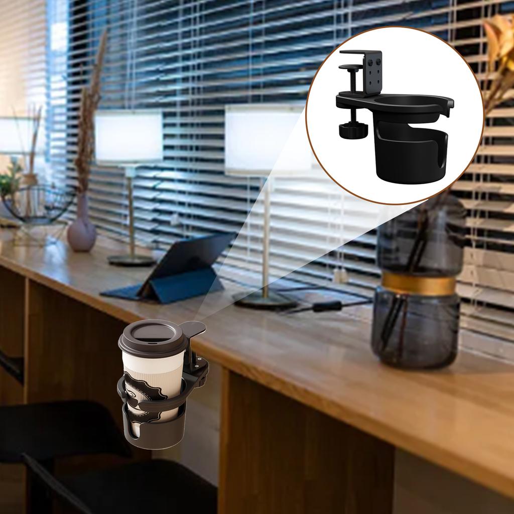 Adjustable Desk Cup Holders for Coffee and Water Clip On Table Drink Holders with 360 Degree Rotation Daily Use
