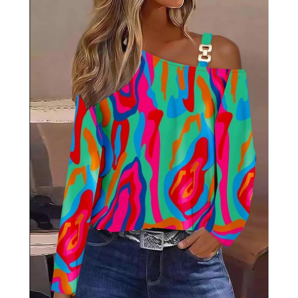 

HNXC Женская мода Повседневная осень-зима Однотонные принты Длинные рукава Блузки и рубашки XXL разноцветный