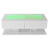 100*50*35cm Coffee Table, High Gloss Sofa Table, Living Room Table with Drawers, Coffee Table with LED Light, Glass Top, White